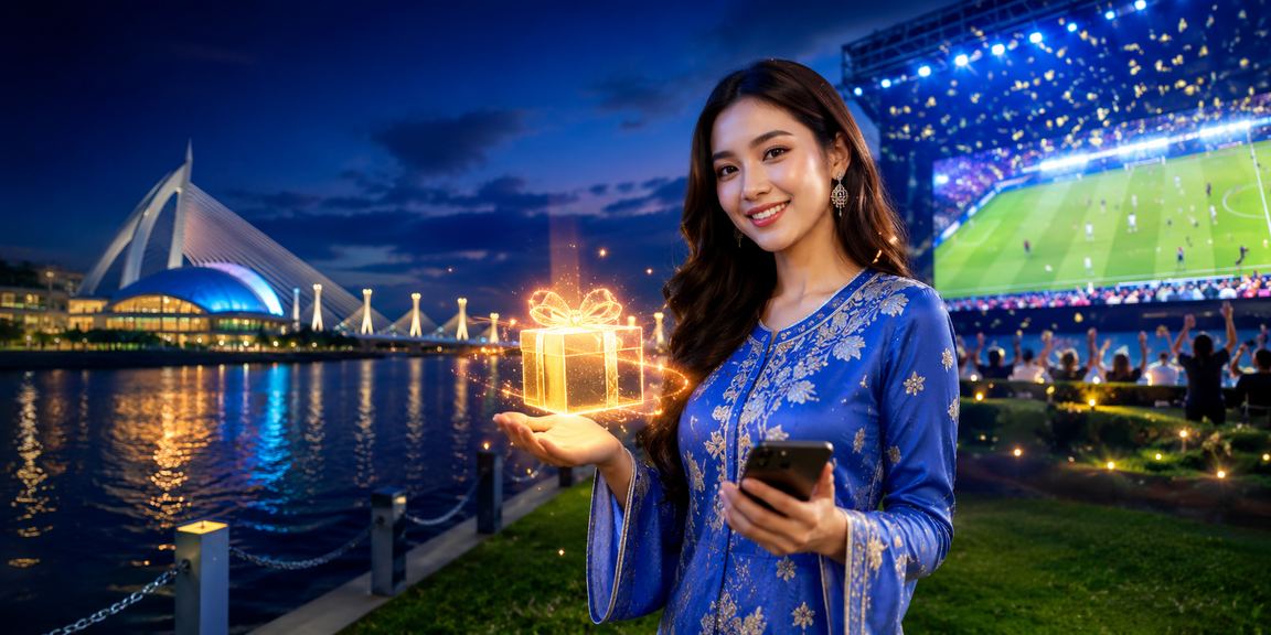 Pengguna wanita Putrajaya berbaju kurung menikmati hiburan dalam talian sambil menonton bola sepak